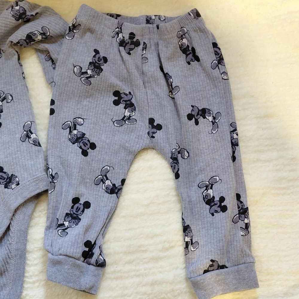 Unisex Baby Disney Light Blue Black Mickey Mouse Matching Set 3-6 Months - Picture 4 of 4